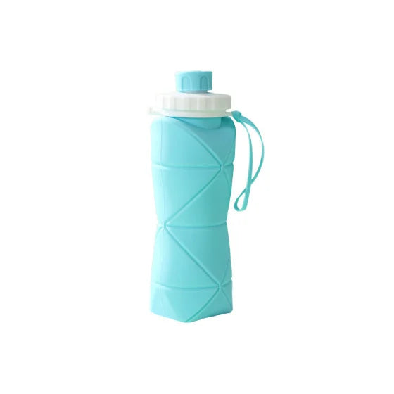600ml Silicone Water Bottle Folding Portable Reusable Plastic Cups Outdoor Large capacity Gym Cycling hiking Drinking Bottle Everyday Essentials