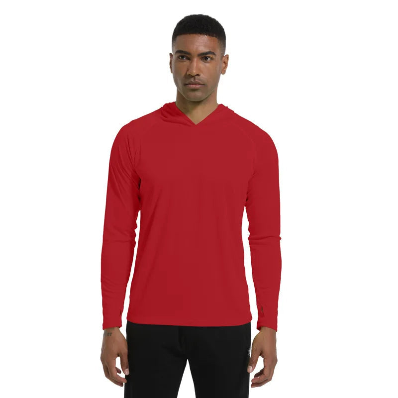 Men Upf 50+ Sun Protection t-Shirts Long Sleeve t-Shirt Casual Tops Male Quick Dry Gym Running Tee Shirts With Hood Man Clothing Everyday Essentials