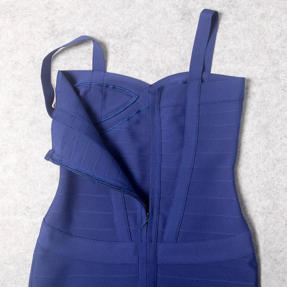 BEAUKEY Blue Spaghetti Strap Women Mini Bandage Dress Bodycon Sexy Above Knee Length Bodycon Party Club Dress XL Classic Vestido EVERYDAY ESSENTIALS