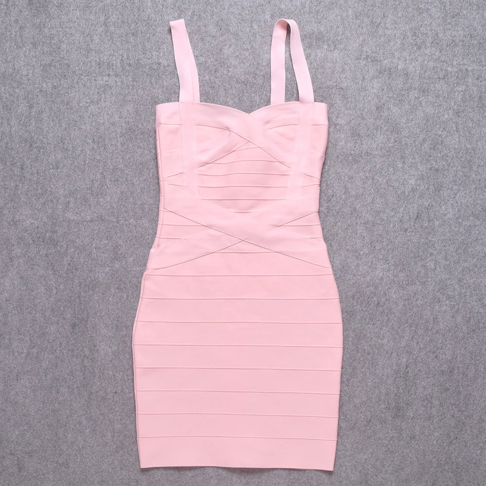 HQBORY Classic Mini Bandage Dress Bodycon Strap Mini Pencil Slim Party Dress Vestidos Quality Fuchsia Pink Dress EVERYDAY ESSENTIALS