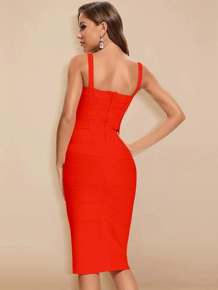 BEAUKEY Vintage Sexy Red Long Bandage Wedding Evening Dress Women 2023 Bodycon Club Knitted Party Pink Dress Birthday Vestidos EVERYDAY ESSENTIALS