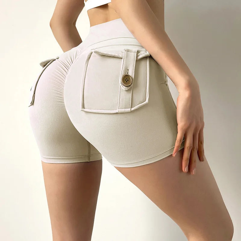 TRY TO BN Women's Sports Shorts with Pockets Butt Lifting High Waist Booty Scrunch Gym Workout Running Biker Yoga Fitness Shorts Everyday Essentials
