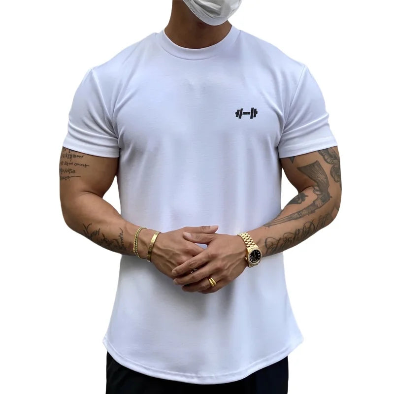 Summer Cotton t Shirt Men Short Sleeve t-Shirt Fitness Gym t-Shirts Training Sport Tee Shirts Fashion Casual Tops Man Clothing Everyday Essentials