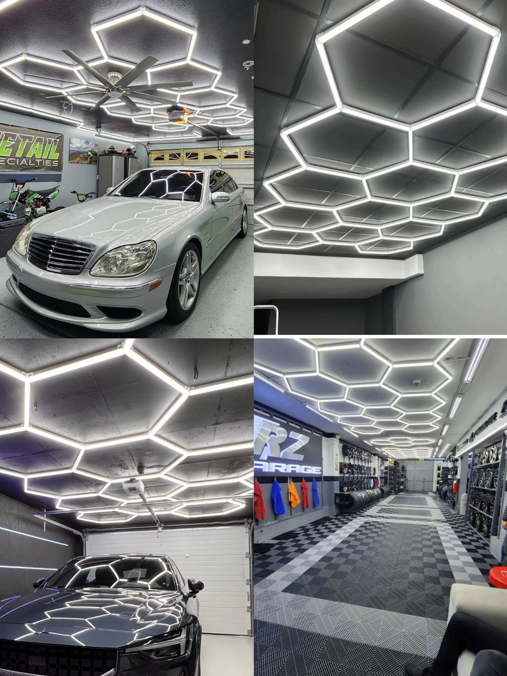 Large Size Hexagon LED Lighting for Garage Car Repair Wash Detailing Workshop Gym Barbershop Honeycomb LED Tube Ceiling Light Everyday Essentials