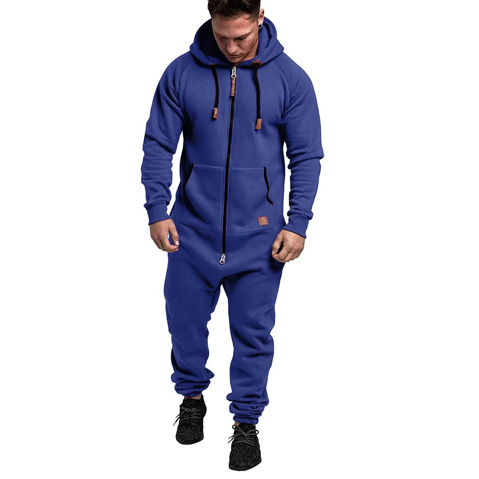 Men’ S Jumpsuit Set Solid Long Sleeve Hooded Fleece Playsuits Male Keep Warm Romper for Autumn and Winter Pantalones Hombre EVERYDAY ESSENTIALS