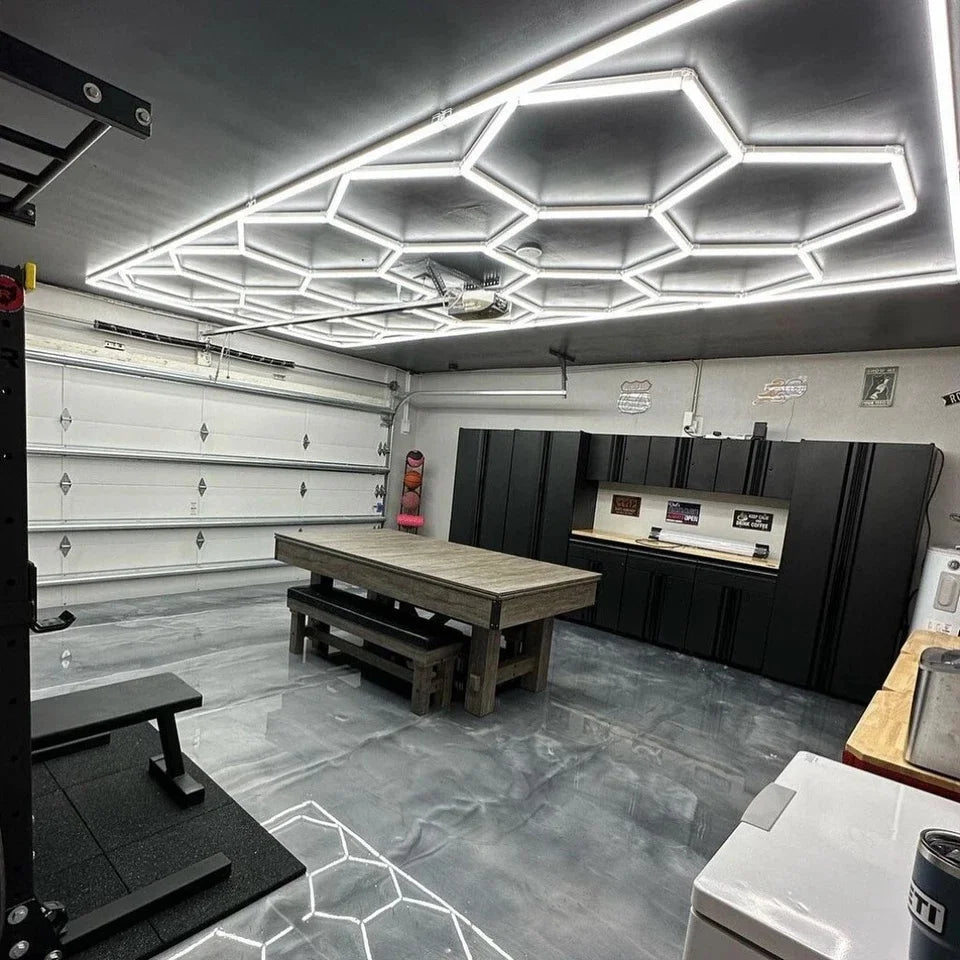 Large Size Hexagon LED Lighting for Garage Car Repair Wash Detailing Workshop Gym Barbershop Honeycomb LED Tube Ceiling Light Everyday Essentials