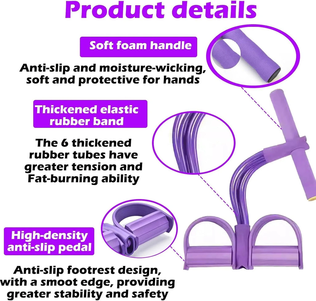 21 Fitness Resistance Bands-6 Tube Pedal Ankle Puller,Upgraded Multifunction Tension Rope, Home Gym Equipment for Full Body Strength for Abdomen/Waist/Arm/Leg Training and Stretching Everyday Essentials