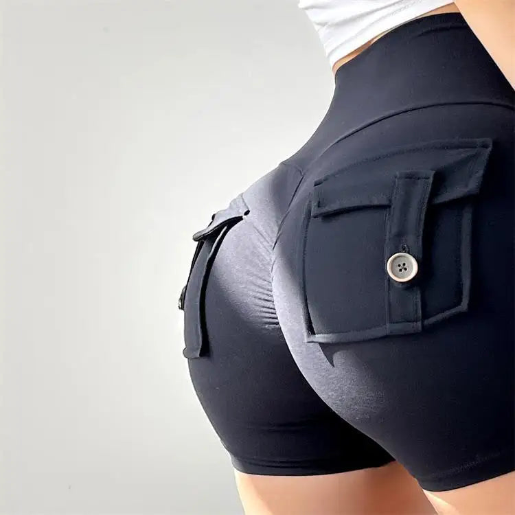 TRY TO BN Women's Sports Shorts with Pockets Butt Lifting High Waist Booty Scrunch Gym Workout Running Biker Yoga Fitness Shorts Everyday Essentials