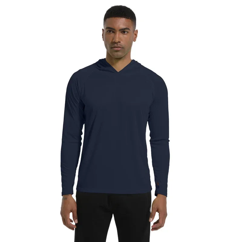 Men Upf 50+ Sun Protection t-Shirts Long Sleeve t-Shirt Casual Tops Male Quick Dry Gym Running Tee Shirts With Hood Man Clothing Everyday Essentials