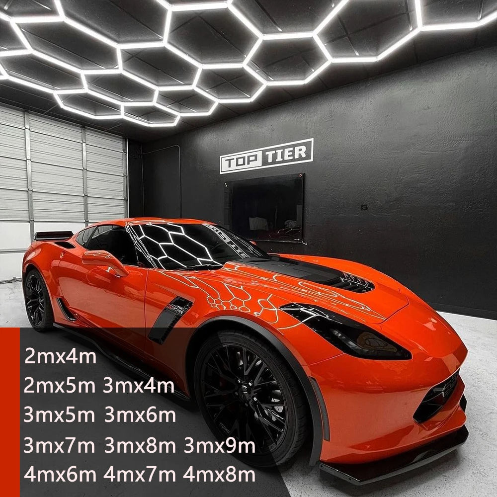 Large Size Hexagon LED Lighting for Garage Car Repair Wash Detailing Workshop Gym Barbershop Honeycomb LED Tube Ceiling Light Everyday Essentials