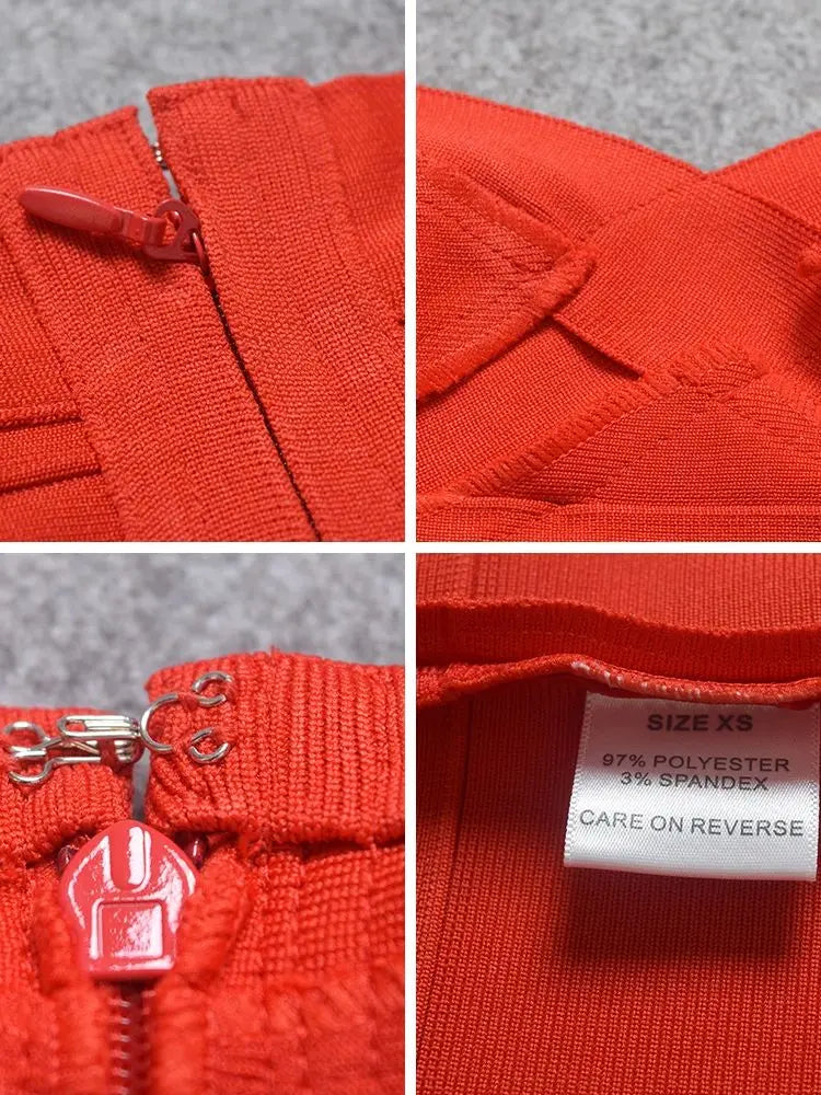BEAUKEY Vintage Sexy Red Long Bandage Wedding Evening Dress Women 2023 Bodycon Club Knitted Party Pink Dress Birthday Vestidos EVERYDAY ESSENTIALS