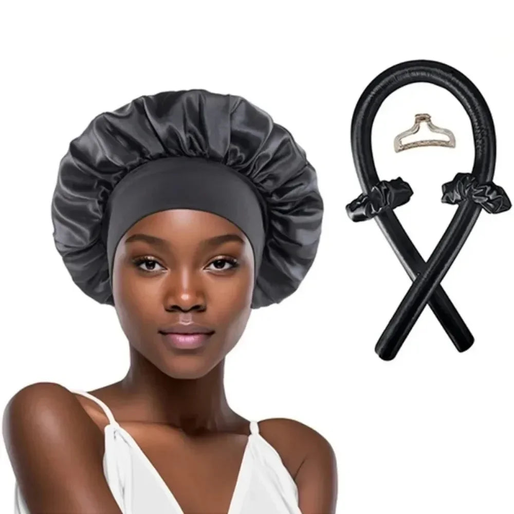 Heatless Curling Rod Set Satin Nightcap for Women No Heat Hair Rollers Sleeping Soft Headband Styling Tool Lazy Curls EVERYDAY ESSENTIALS