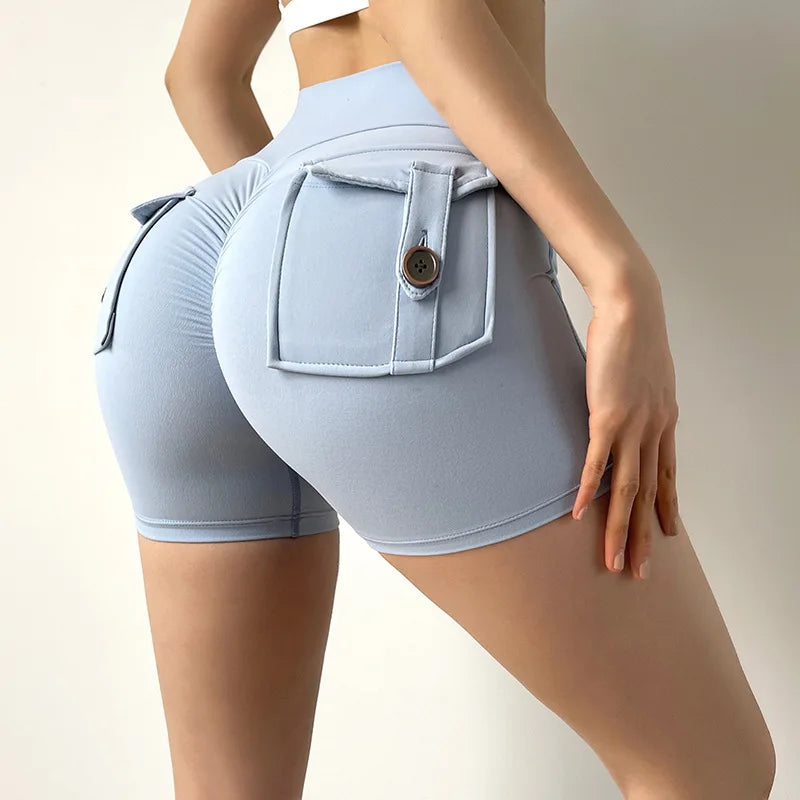 TRY TO BN Women's Sports Shorts with Pockets Butt Lifting High Waist Booty Scrunch Gym Workout Running Biker Yoga Fitness Shorts Everyday Essentials