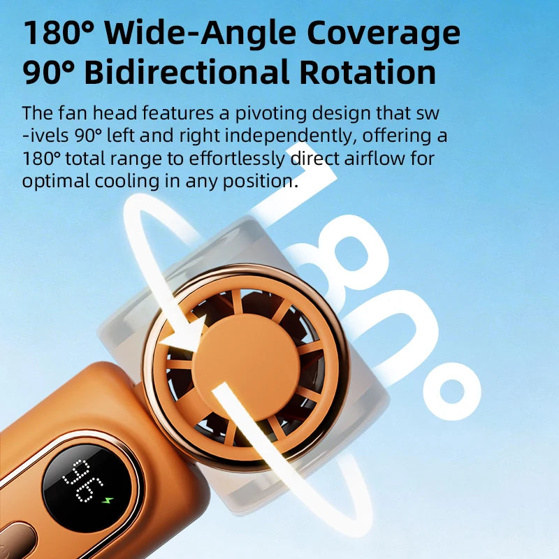 Portable Mini Fan Handheld Small Fan 5 Speed 3000mAh USB Rechargeable LED Display 180° Rotatable Clip Cooling Turbo Fans EVERYDAY ESSENTIALS