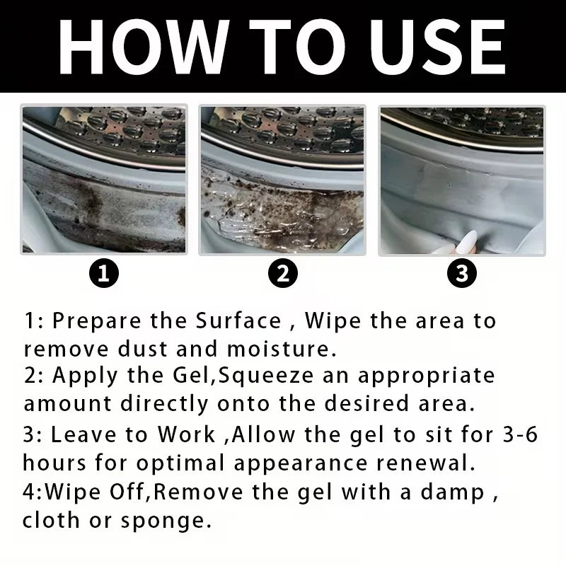 Multi-Purpose Mildew Stain Cleaning Gel, Deep Penetrating Mold Remover For Washing Machine Seal Sink Tile Toilet Wall Black Spot EVERYDAY ESSENTIALS