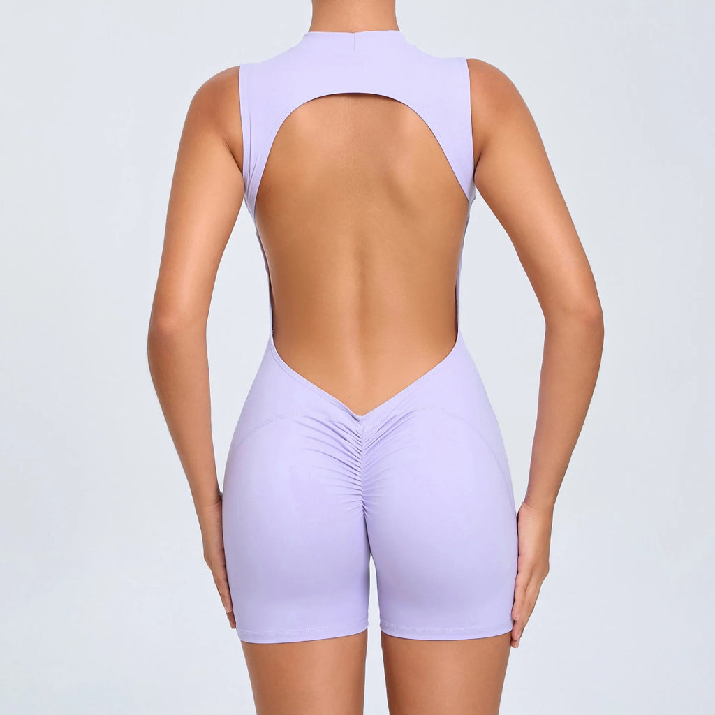 Sexy Hollow Scrunch Bodycon Short Jumpsuit Playsuit Raises Butt Women Monkeys Sleeveless Fitness Yoga Overalls Gym Women Romper Everyday Essentials