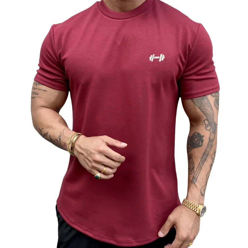 Summer Cotton t Shirt Men Short Sleeve t-Shirt Fitness Gym t-Shirts Training Sport Tee Shirts Fashion Casual Tops Man Clothing Everyday Essentials