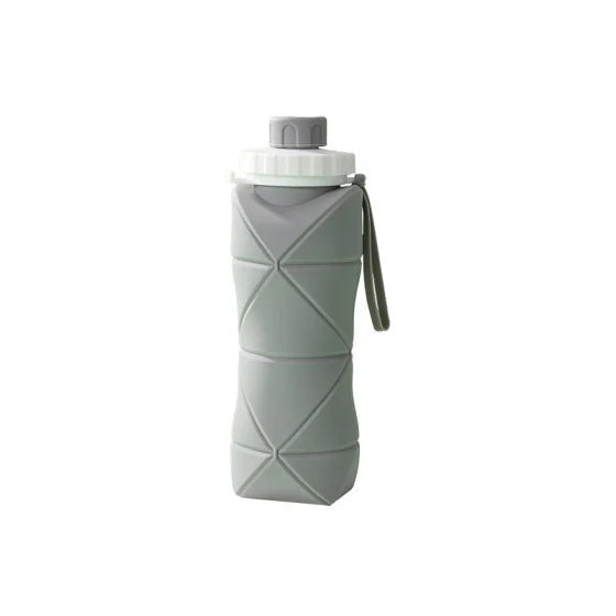 600ml Silicone Water Bottle Folding Portable Reusable Plastic Cups Outdoor Large capacity Gym Cycling hiking Drinking Bottle Everyday Essentials