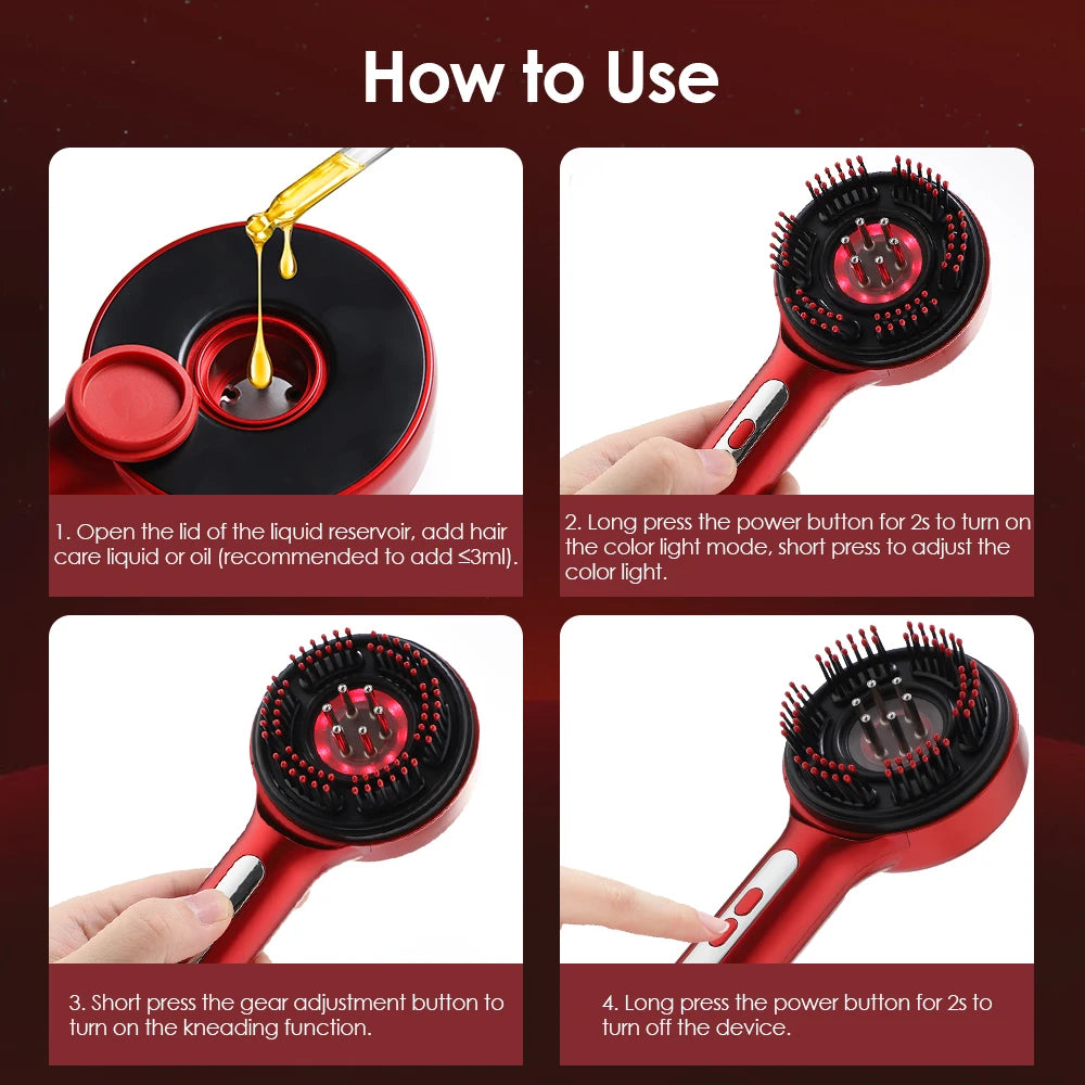Electric Vibration Massage Comb Portable Hair Follicle Comb Scalp Oil Liquid Applicator Head Massager Hair Growth Anti Loss Care EVERYDAY ESSENTIALS