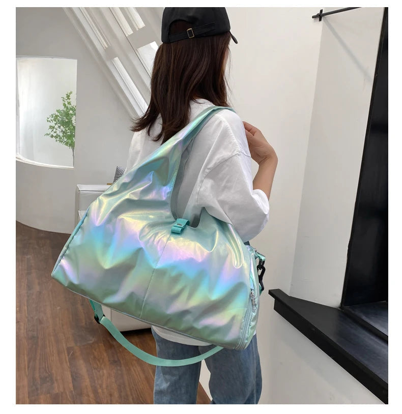 Fashion Multi-function Gym Travel Shine Cotton Portable Shoulder Handbags Women Bags Big Capacity Handbag With Large Pocket Everyday Essentials