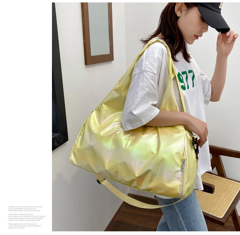 Fashion Multi-function Gym Travel Shine Cotton Portable Shoulder Handbags Women Bags Big Capacity Handbag With Large Pocket Everyday Essentials