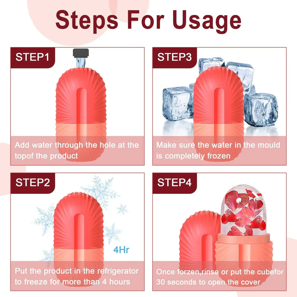 Ice Face Roller Facial Skincare Ice Roller Set, Stainless Steel Facial Roller Gua Sha Face Tool Face Massage Roller Mold Cube EVERYDAY ESSENTIALS