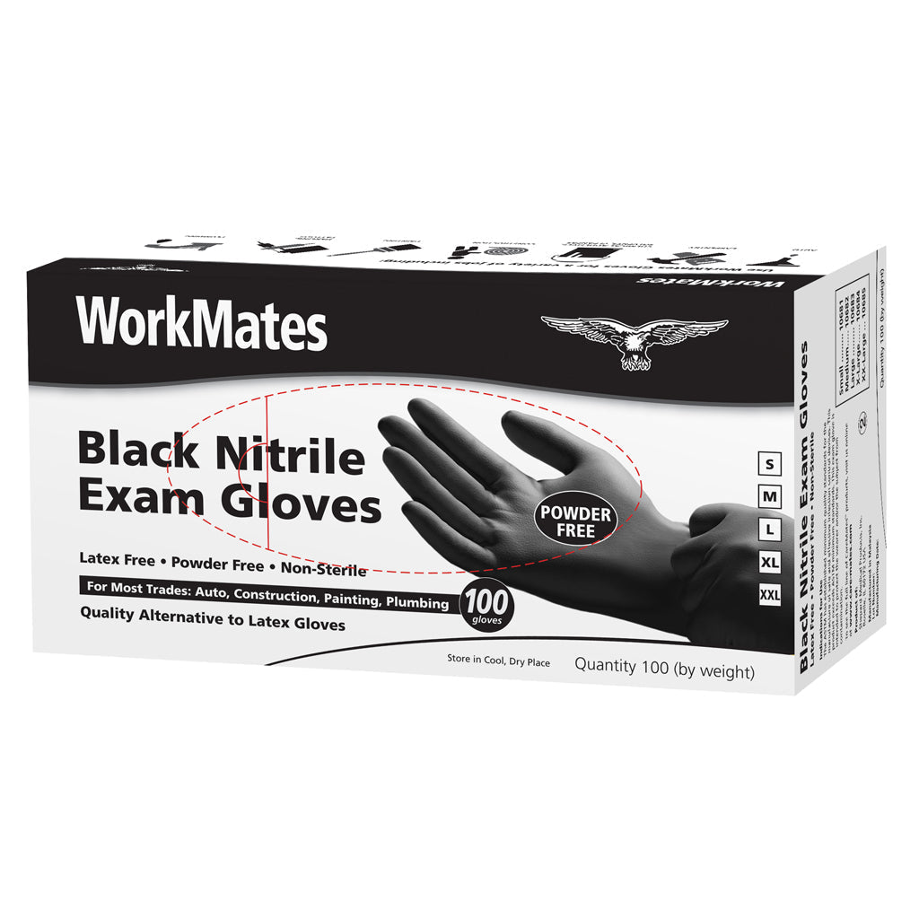 Workmates Black Nitrile Gloves (100 Ct.) Size Small Pasteur Pharmacy
