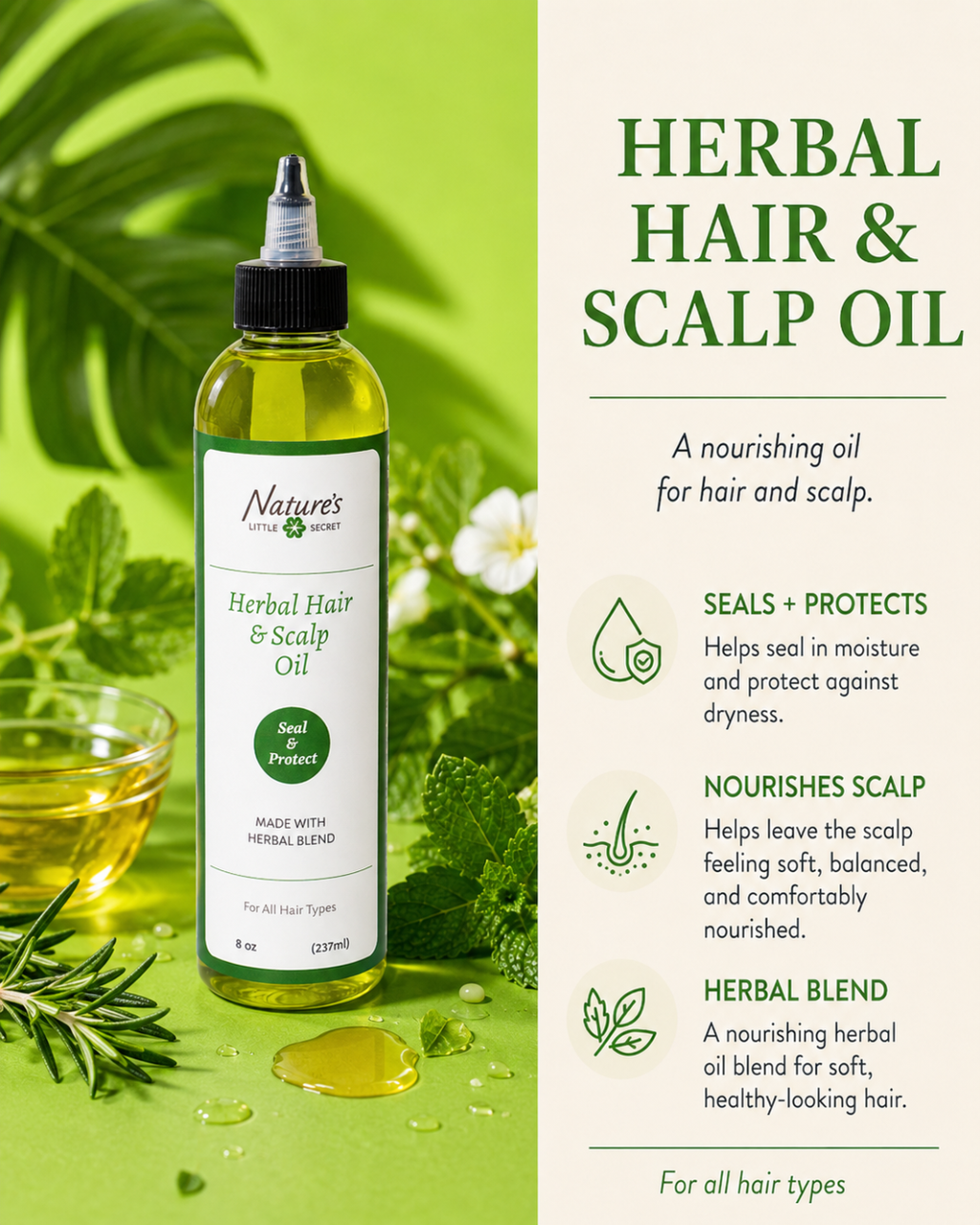 HERBAL HAIR & SCALP OIL Nature's Little Secret LLC