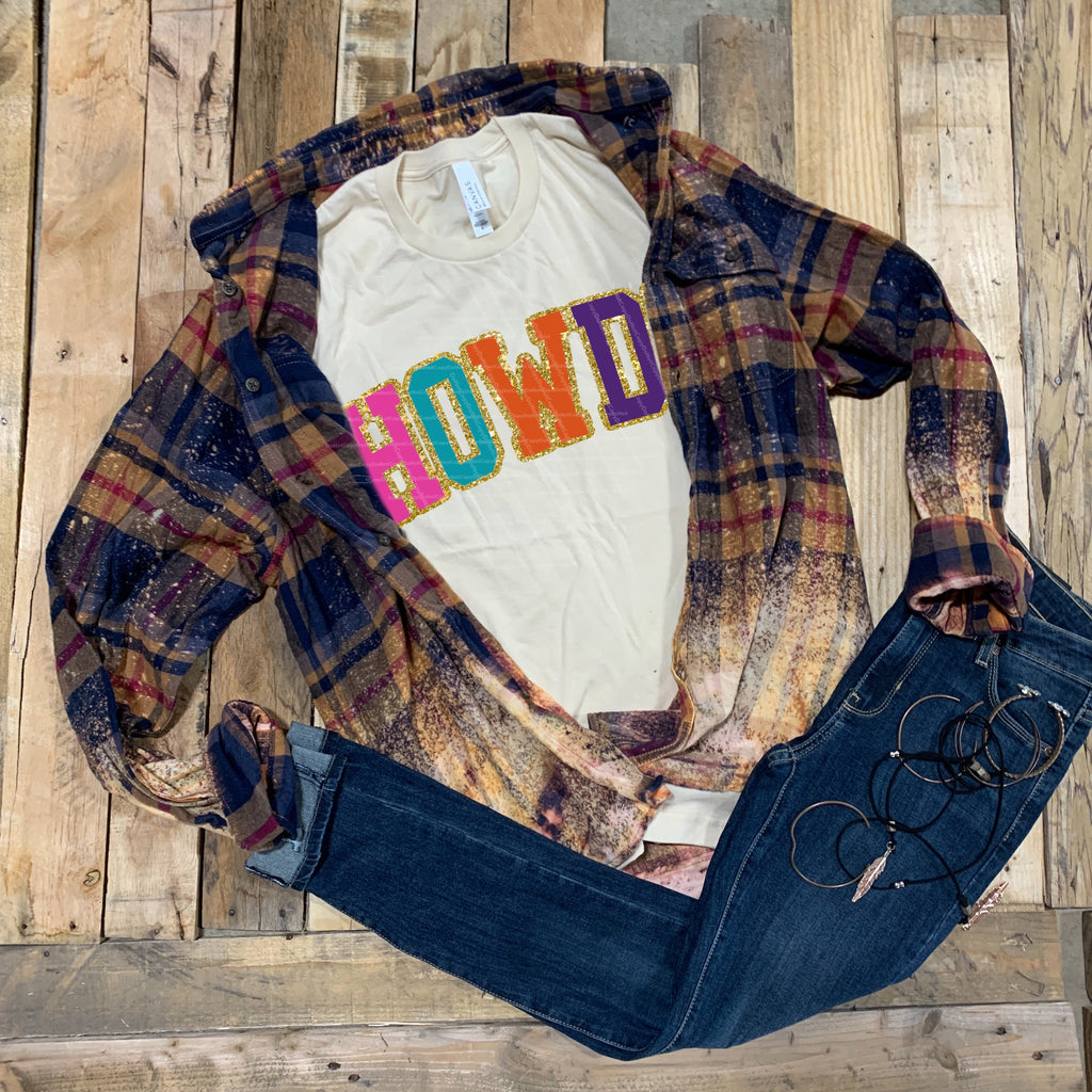 Howdy w/ Glitter Print DC-Blonde Tees