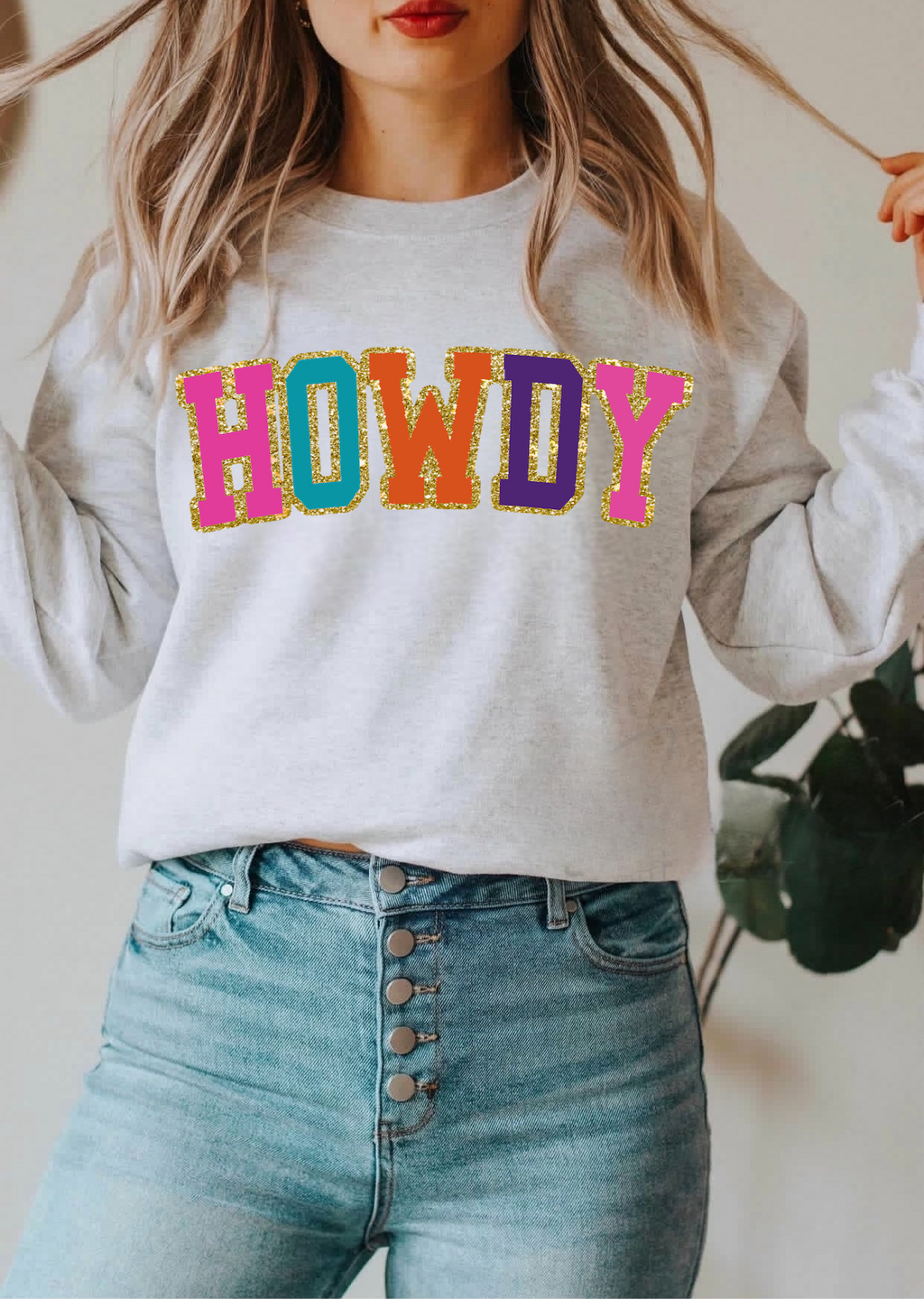 Howdy w/ Glitter Print DC-Blonde Tees