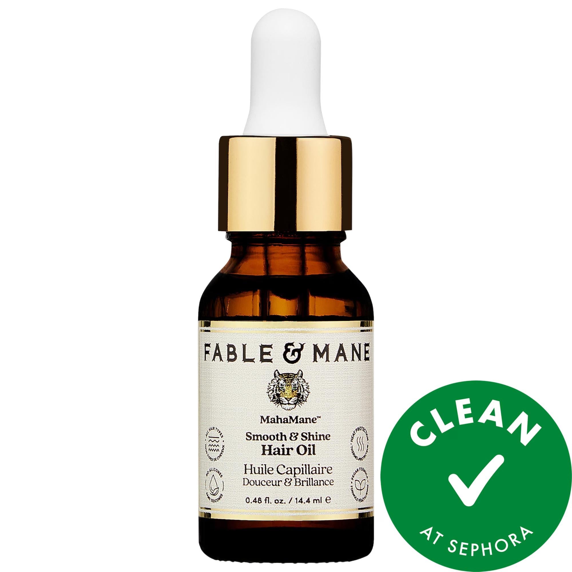 MahaMane Smooth & Shine Hair Oil: Tame Frizz, Add Intense Shine & Heat Protection Up to 450¡F - Vegan & Cruelty-Free Beauty Care Bag